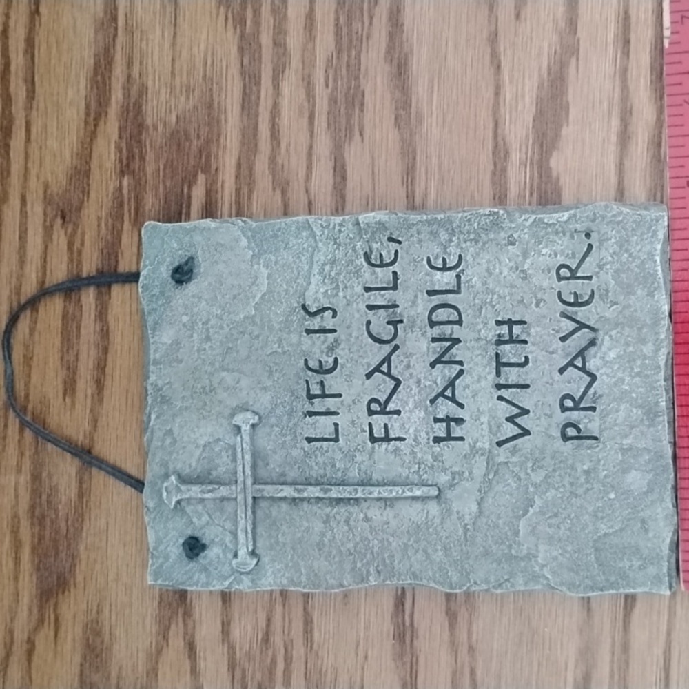 Gray Inspirational Wall Plaque with Cross